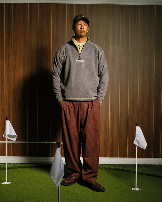 Contrast Stitch 1/4 Zip Pullover