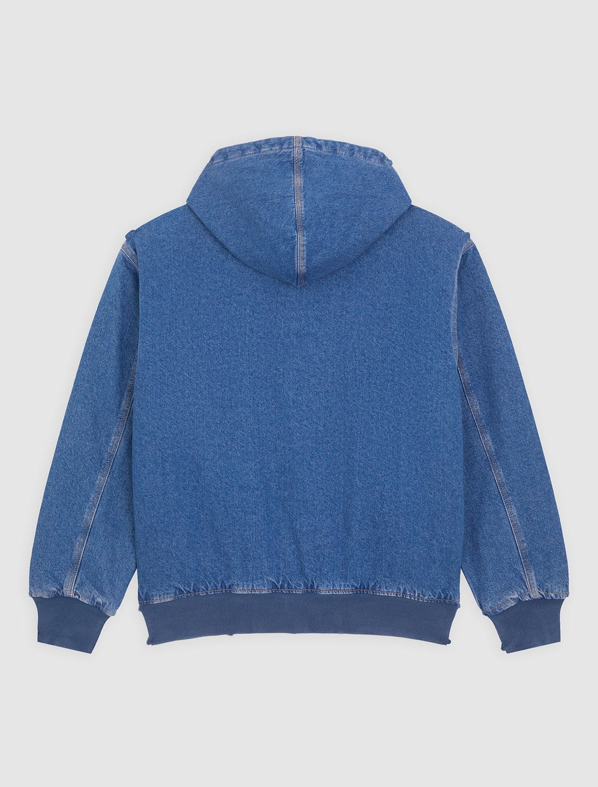 Lined denim hooded bomber jacket