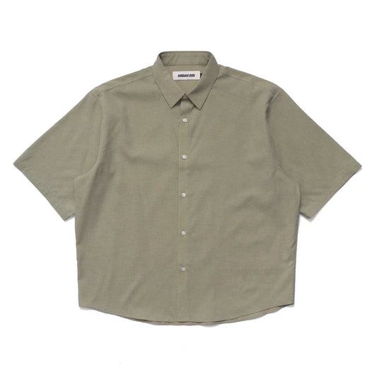 Micro Grid Oversized Button Up Shirt Green