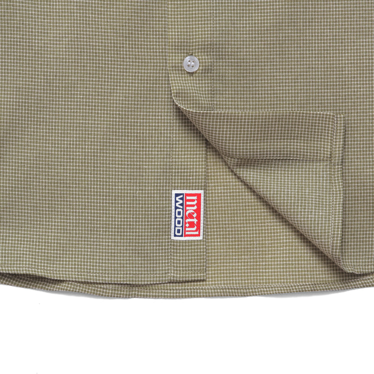 Micro Grid Oversized Button Up Shirt Green