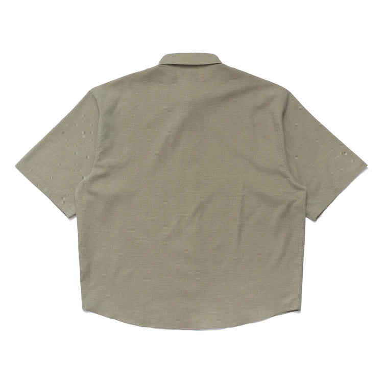 Micro Grid Oversized Button Up Shirt Green