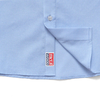 Micro Grid Oversized Button Up Shirt Blue