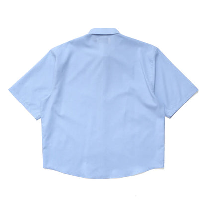 Micro Grid Oversized Button Up Shirt Blue