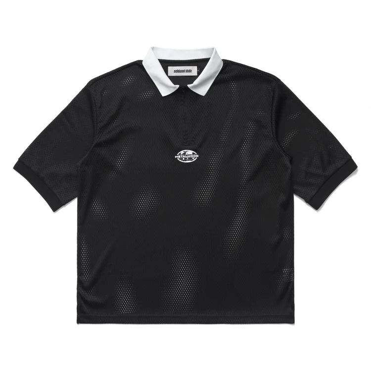 Quarter Zip Jersey Polo Black