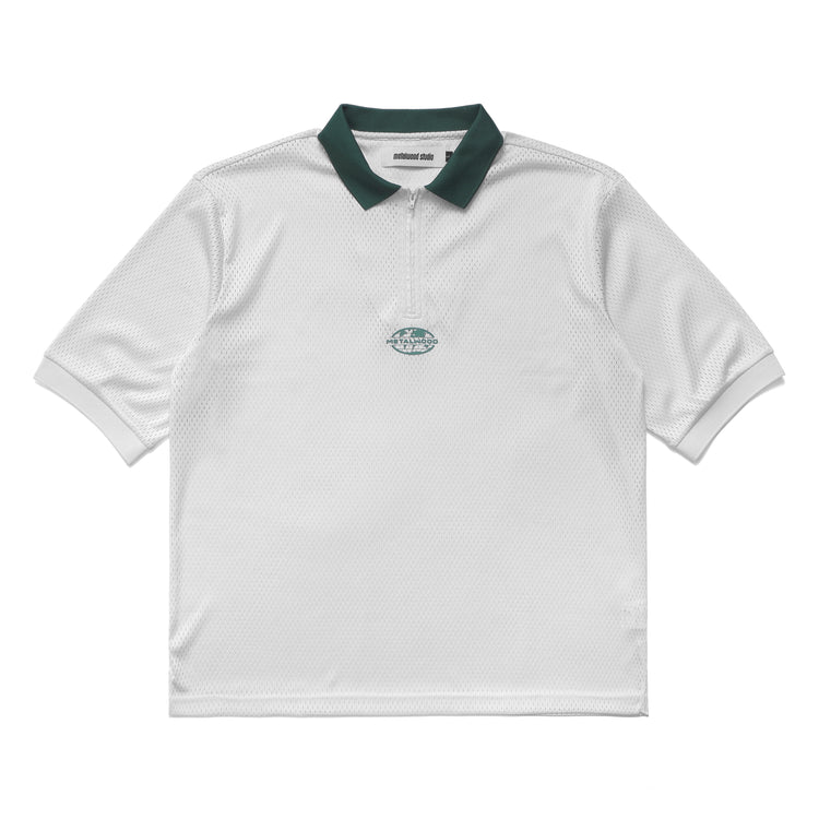 Quarter Zip Jersey Polo White