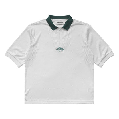 Quarter Zip Jersey Polo White