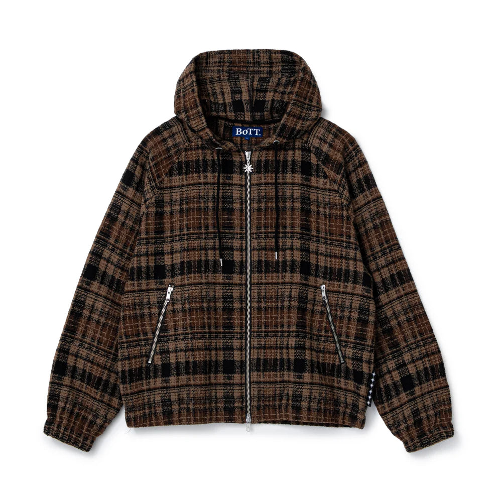 Heavy Check Zip Hoodie Brown