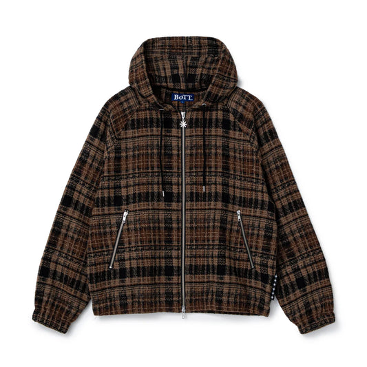 Heavy Check Zip Hoodie Brown
