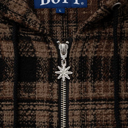 Heavy Check Zip Hoodie Brown