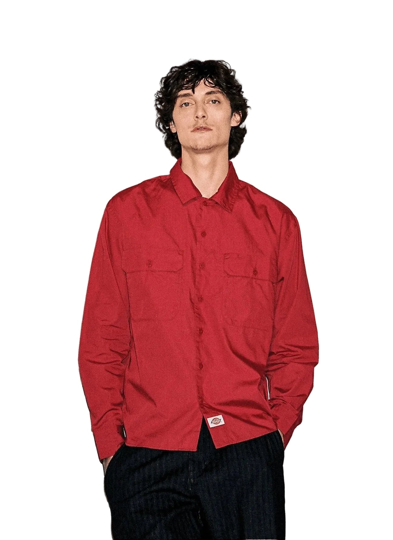 Supima long-sleeve work shirt Red