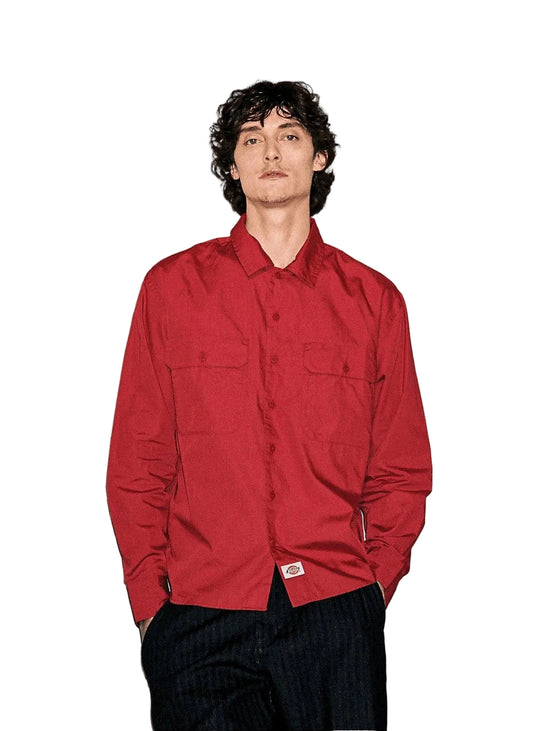 Supima long-sleeve work shirt Red
