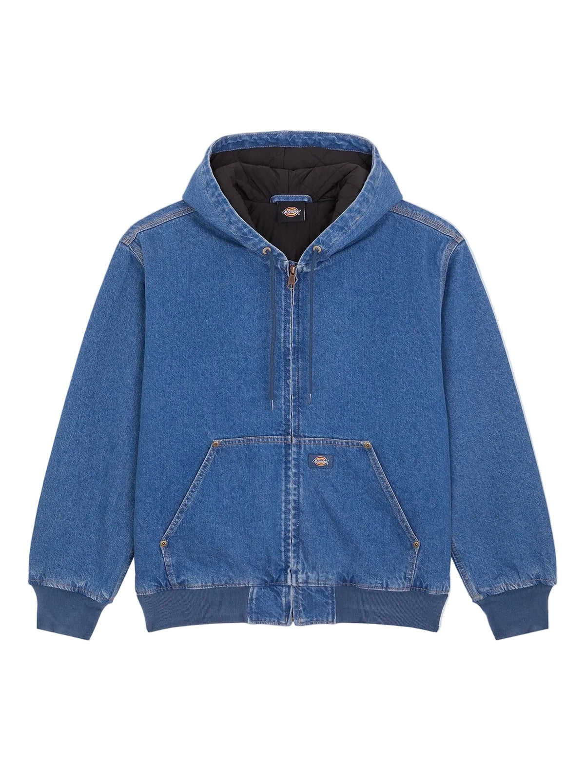 Lined denim hooded bomber jacket