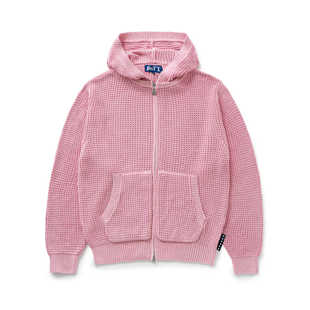 Knit Zip Hoodie Pink