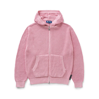 Knit Zip Hoodie Pink
