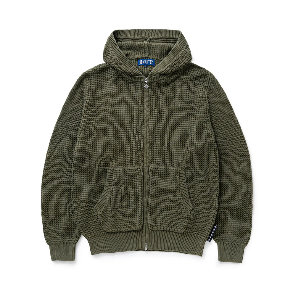 Knit Zip Hoodie Olive