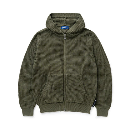 Knit Zip Hoodie Olive