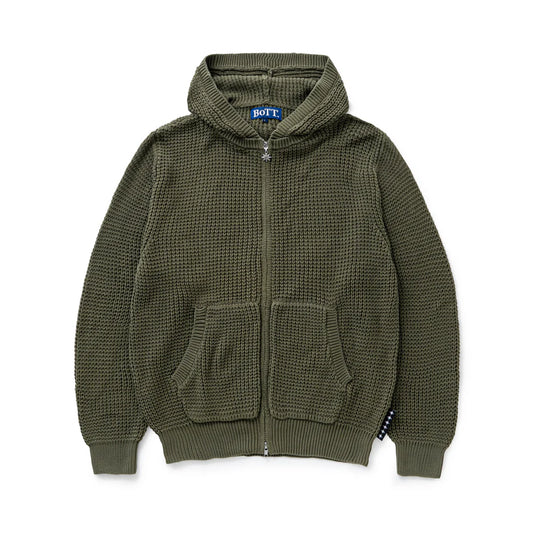 Knit Zip Hoodie Olive