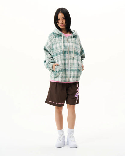 Heavy Check Zip Hoodie Light Green