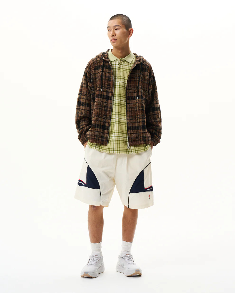Heavy Check Zip Hoodie Brown