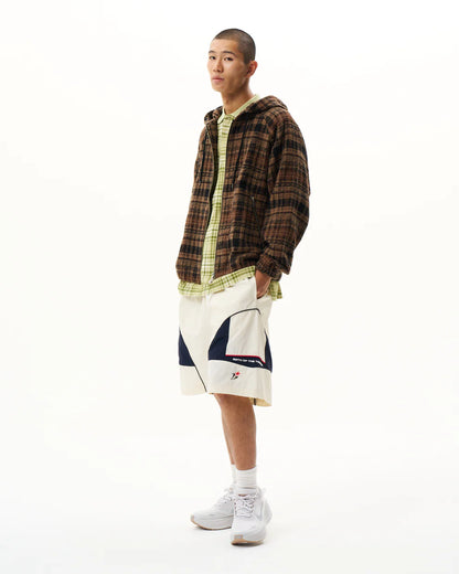 Heavy Check Zip Hoodie Brown