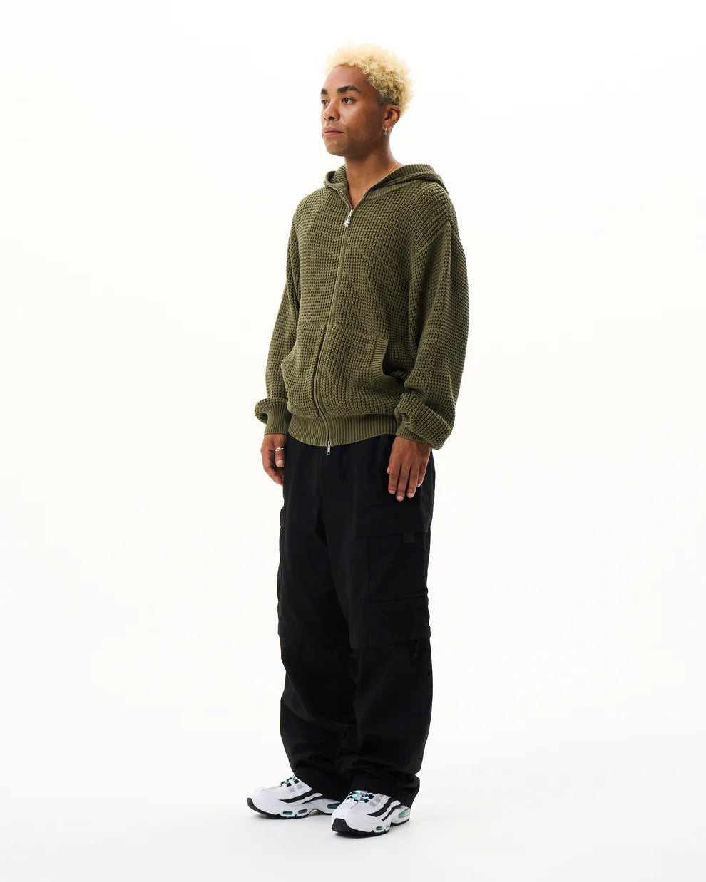 Knit Zip Hoodie Olive