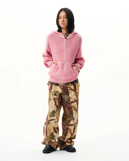 Knit Zip Hoodie Pink