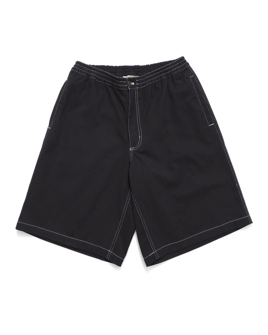 Contrast Stitch Elastic Waist Shorts