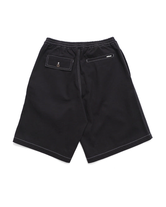 Contrast Stitch Elastic Waist Shorts